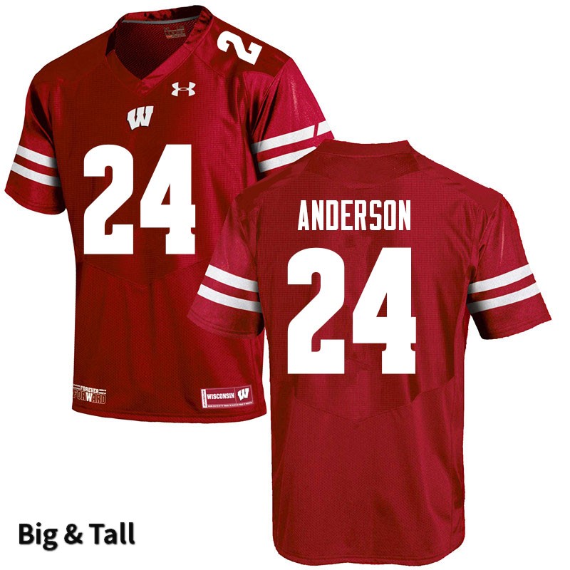 Wisconsin Badgers Men's #24 Haakon Anderson NCAA Under Armour Authentic Red Big & Tall College Stitched Football Jersey YH40H30NI